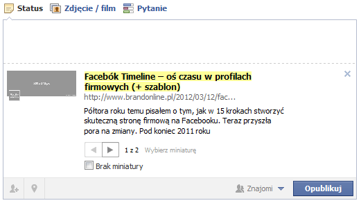 Jak odświeżyć tytuł/opis strony publikując ją ponownie na Facebook’u?
